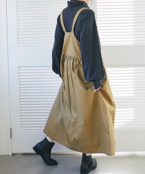 and R（アンドアール）の「切替ジャンパースカート（ジャンパースカート・レディース・ベージュ/ブラック・FREE）」の3枚目の写真