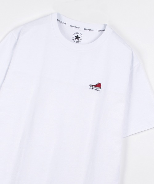 CONVERSE（コンバース）の「【CONVERSE/コンバース】ワンポイントシューズ刺繍 半袖Tシャツ（Tシャツ/カットソー・メンズ・ライトグリーン/ブラック/ホワイト/グレイッシュベージュ/グレイッシュブルー・L/XL/M）」の3枚目の写真