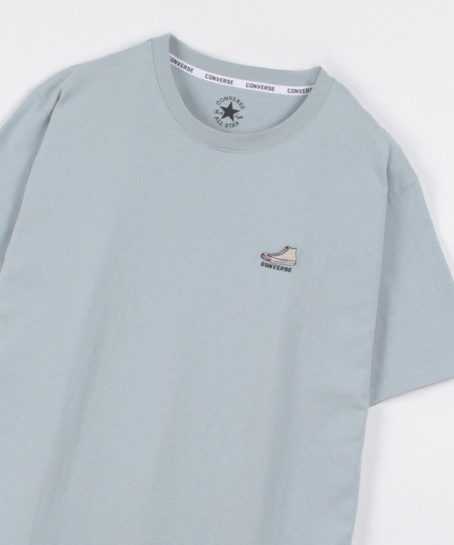 CONVERSE（コンバース）の「【CONVERSE/コンバース】ワンポイントシューズ刺繍 半袖Tシャツ（Tシャツ/カットソー・メンズ・ライトグリーン/ブラック/ホワイト/グレイッシュベージュ/グレイッシュブルー・L/XL/M）」の2枚目の写真