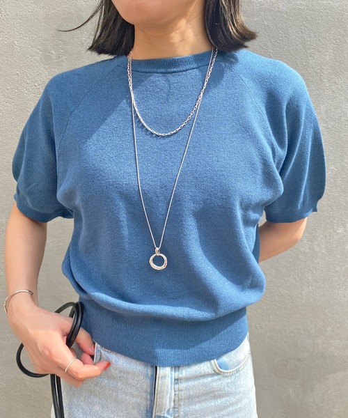 Omekashi（オメカシ）の「総針ラグランニット（ニット/セーター・レディース・ブラック/ブルー/ベージュ/アイボリー・FREE）」の13枚目の写真