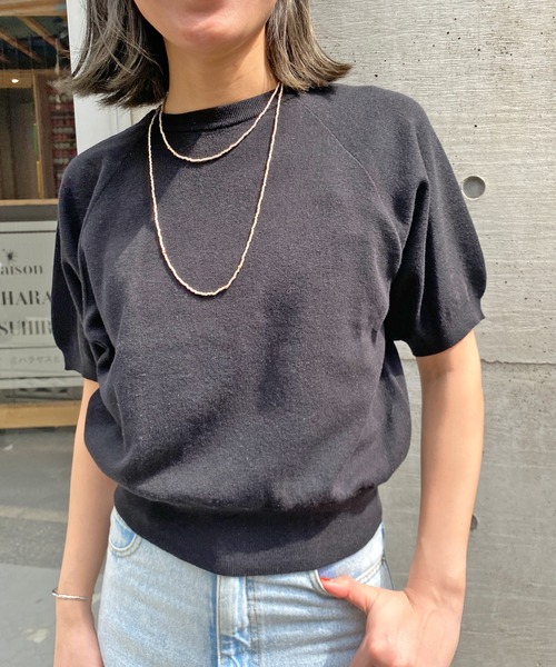 Omekashi（オメカシ）の「総針ラグランニット（ニット/セーター・レディース・ブラック/ブルー/ベージュ/アイボリー・FREE）」の12枚目の写真