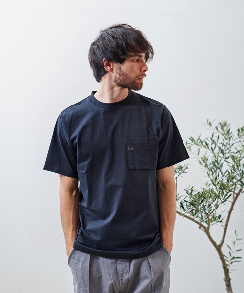 GORDON MILLER(ゴードンミラー)の「GORDON MILLER(ゴードンミラー) SHELTECH ワンポイントポケットTee(2colors)(21S-GM008)(Tシャツ/カットソー・メンズ・ホワイト/ブラック・M/L/XL)」の1枚目の写真