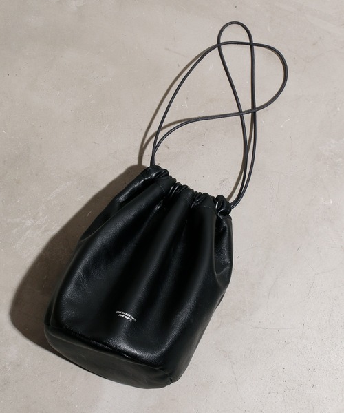 JANESMITH（ジェーンスミス）の「JANESMITH ジェーンスミス / LEATHER DRAWSTRING BAG レザードローストリングバッグ 巾着バッグ エコバッグ / 21WBG-#944S（トートバッグ・レディース・キャメル/ブラック・ONE）」の5枚目の写真