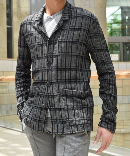 TRANSIT（トランジット）の「TRANSIT/トランジット/KNIT JACKET（テーラードジャケット・メンズ・チャコール・SMALL）」の7枚目の写真