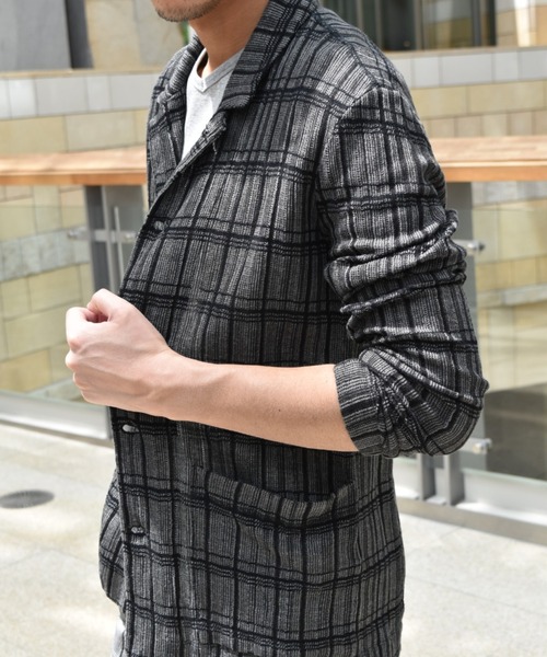 TRANSIT（トランジット）の「TRANSIT/トランジット/KNIT JACKET（テーラードジャケット・メンズ・チャコール・SMALL）」の8枚目の写真