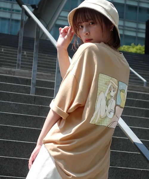 anown（アノン）の「オーバーサイズ 花刺繍 バックイラストプリント 半袖カットソー Tシャツ【イラストレーターden×anown 限定コラボ】（Tシャツ/カットソー・レディース・ベージュ/オフホワイト/チャコール・FREE）」の18枚目の写真