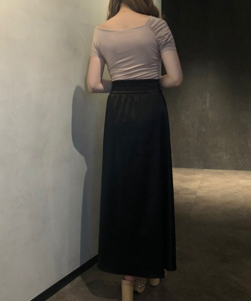 EIMY ISTOIRE（エイミーイストワール）の「ギャザーデザインスイッチトップス（Tシャツ/カットソー・レディース・ブラック/ベージュ/ブルー/テラコッタ・FREE）」の16枚目の写真