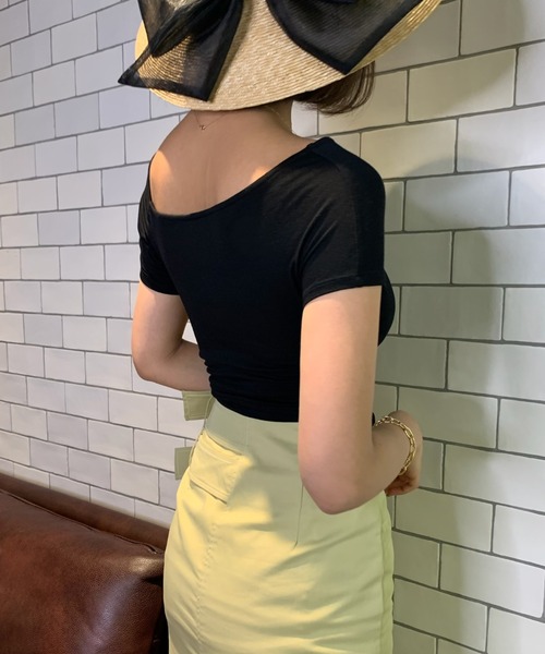 EIMY ISTOIRE（エイミーイストワール）の「ギャザーデザインスイッチトップス（Tシャツ/カットソー・レディース・ブラック/ベージュ/ブルー/テラコッタ・FREE）」の21枚目の写真