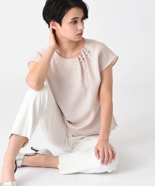 【RAW FUDGE】パールフレンチブラウス セール】パールデザインフレンチブラウス21SS（シャツ/ブラウス）｜RAW