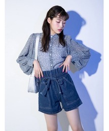 fifth calin | ウエストリボンデニムショートパンツ(デニムパンツ)