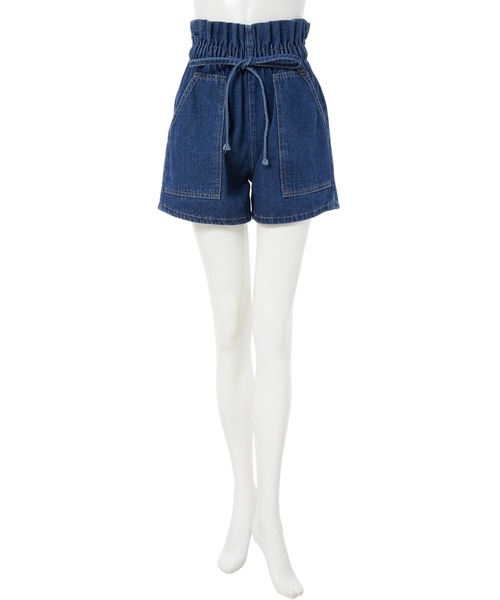fifth calin（フィフスカラン）の「ウエストリボンデニムショートパンツ（デニムパンツ・レディース・ブルー・SMALL/MEDIUM/LARGE）」の3枚目の写真