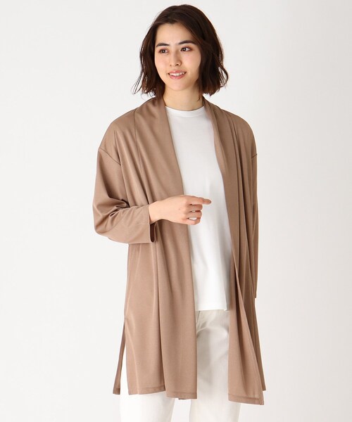 SOUP(スープ)の「◆【大きいサイズあり・17号】着流しロングカーディガン(カーディガン/ボレロ・レディース・ライトグレー/ベージュ/オフホワイト/ブラック・17)」の4枚目の写真