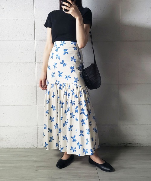 【ME&ME COUTURE】美品　花柄　マーメイド　ロングスカート！ me+em select（ミームセレクト）の「フラワーギャザーマーメイド