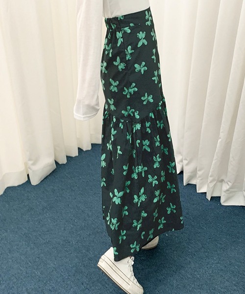 【ME&ME COUTURE】美品　花柄　マーメイド　ロングスカート！ フラワードットマーメイドスカート