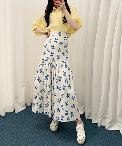 【ME&ME COUTURE】美品　花柄　マーメイド　ロングスカート！ フラワードットマーメイドスカート