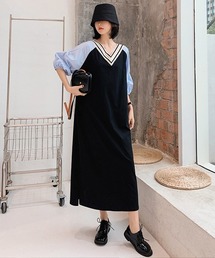 SVEC | バルーンスリーブ ロング ドッキング オーバーサイズ ワンピース(ワンピース)