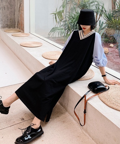 SVEC(シュベック)の「バルーンスリーブ ロング ドッキング オーバーサイズ ワンピース(ワンピース・レディース・ブラック・XL)」の10枚目の写真