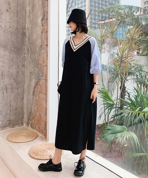 SVEC(シュベック)の「バルーンスリーブ ロング ドッキング オーバーサイズ ワンピース(ワンピース・レディース・ブラック・XL)」の7枚目の写真