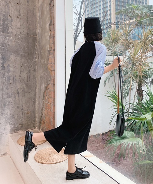 SVEC(シュベック)の「バルーンスリーブ ロング ドッキング オーバーサイズ ワンピース(ワンピース・レディース・ブラック・XL)」の8枚目の写真