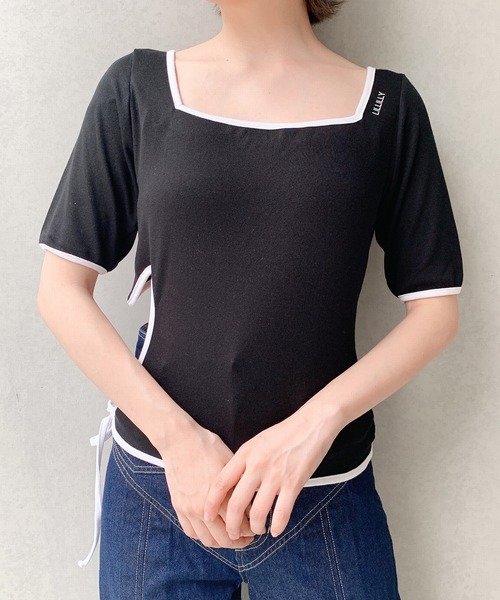 lilLilly（リルリリー）の「サイドハートトップス（Tシャツ/カットソー・レディース・アイボリー/ブラック×ホワイト/ブラック×ブラック/ミント/ピンク・FREE）」の14枚目の写真