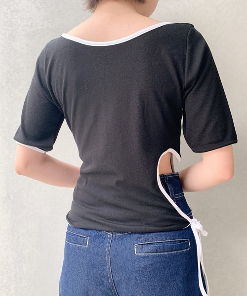 lilLilly（リルリリー）の「サイドハートトップス（Tシャツ/カットソー・レディース・アイボリー/ブラック×ホワイト/ブラック×ブラック/ミント/ピンク・FREE）」の10枚目の写真