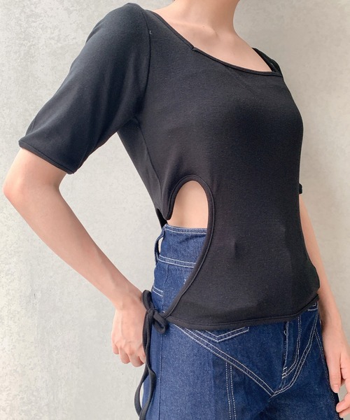 lilLilly（リルリリー）の「サイドハートトップス（Tシャツ/カットソー・レディース・アイボリー/ブラック×ホワイト/ブラック×ブラック/ミント/ピンク・FREE）」の17枚目の写真