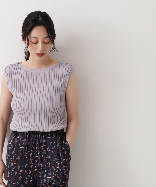 NATURAL BEAUTY BASIC（ナチュラルビューティーベーシック）の「ショルダー釦リブニット（ニット/セーター・レディース・ブラウン/ラベンダー/ネイビー・MEDIUM）」の17枚目の写真