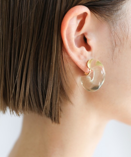 select MOCA(セレクトモカ)の「2021 SS Cカーブクリアイヤリング(イヤリング・レディース・パープル/ブルー/イエロー・FREE)」の3枚目の写真