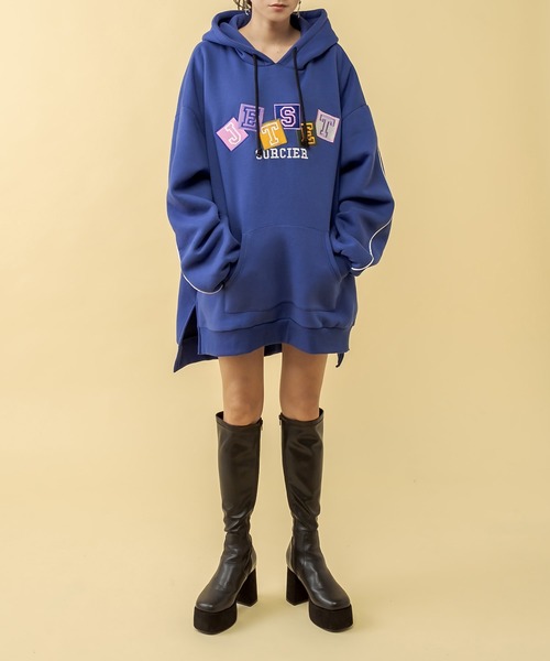 RASVOA（ラスボア）の「パイピングBIGパーカーワンピース（ワンピース・レディース・ブラック/オフホワイト/ブルー・FREE）」の8枚目の写真