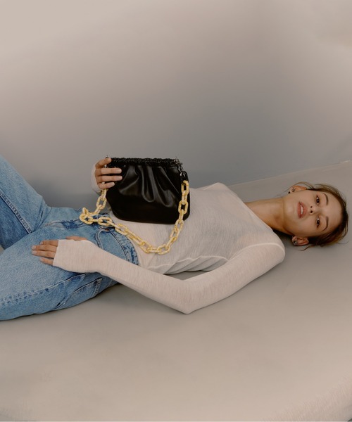 SAMO ONDOH(セイモオンド)の「【SAMO ONDOH】EGG BAG S LAMBSKIN / セイモオンド 巾着 エッグバッグ S ラムスキン(ショルダーバッグ・レディース・ブラック/クリーム/キャメル・FREE)」の16枚目の写真