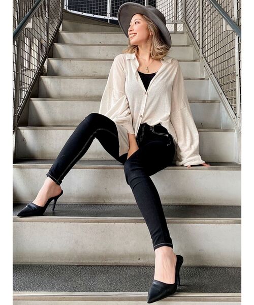 GYDA（ジェイダ）の「ワンウォッシュハイウエストパンツ（デニムパンツ・レディース・ブラック/その他2・SMALL/MEDIUM/LARGE/XX-SMALL/X-SMALL）」の7枚目の写真