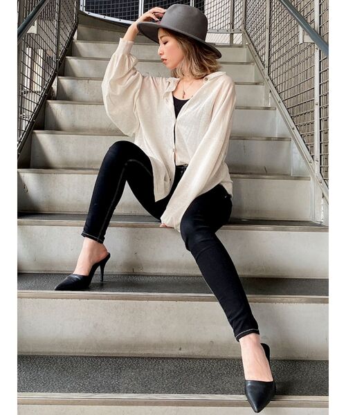 GYDA（ジェイダ）の「ワンウォッシュハイウエストパンツ（デニムパンツ・レディース・ブラック/その他2・SMALL/MEDIUM/LARGE/XX-SMALL/X-SMALL）」の8枚目の写真