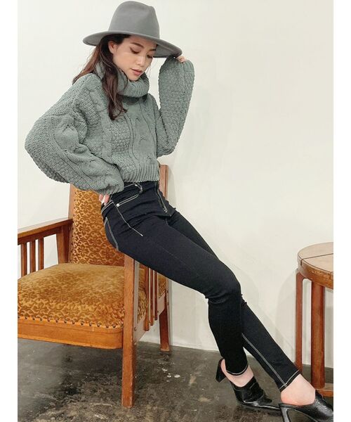 GYDA（ジェイダ）の「ワンウォッシュハイウエストパンツ（デニムパンツ・レディース・ブラック/その他2・SMALL/MEDIUM/LARGE/XX-SMALL/X-SMALL）」の11枚目の写真