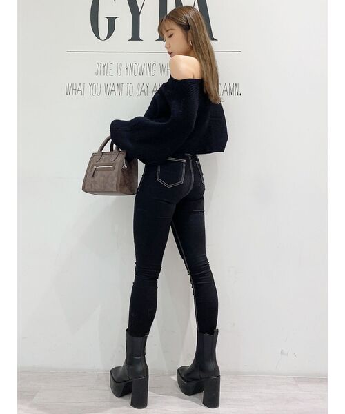 GYDA（ジェイダ）の「ワンウォッシュハイウエストパンツ（デニムパンツ・レディース・ブラック/その他2・SMALL/MEDIUM/LARGE/XX-SMALL/X-SMALL）」の21枚目の写真