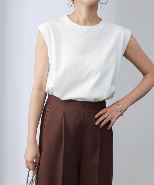 COLONY 2139(コロニートゥーワンスリーナイン)の「【ULTRA HYBRID】USAコットンノースリーブTシャツ(Tシャツ/カットソー・レディース・チャコールグレー/オフホワイト/サックスブルー・LARGE/SMALL/MEDIUM)」の19枚目の写真