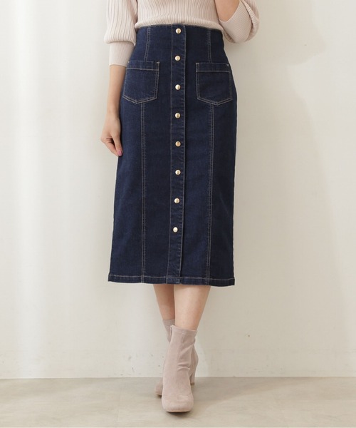 PROPORTION BODY DRESSING（プロポーションボディドレッシング）の「フロント釦デニムタイトスカート / 1211220910（スカート・レディース・ダークネイビー/ブラック・MEDIUM/SMALL）」の11枚目の写真
