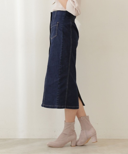 PROPORTION BODY DRESSING（プロポーションボディドレッシング）の「フロント釦デニムタイトスカート / 1211220910（スカート・レディース・ダークネイビー/ブラック・MEDIUM/SMALL）」の9枚目の写真