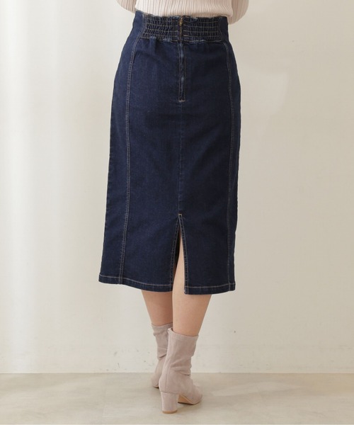 PROPORTION BODY DRESSING（プロポーションボディドレッシング）の「フロント釦デニムタイトスカート / 1211220910（スカート・レディース・ダークネイビー/ブラック・MEDIUM/SMALL）」の3枚目の写真