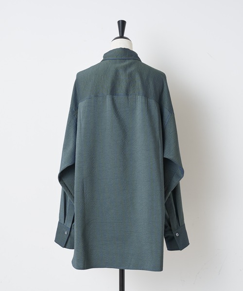 BEARDSLEY（ビアズリー）の「ストライプ切替シャツ（シャツ/ブラウス・レディース・ダークグリーン・FREE）」の11枚目の写真