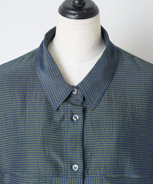 BEARDSLEY（ビアズリー）の「ストライプ切替シャツ（シャツ/ブラウス・レディース・ダークグリーン・FREE）」の14枚目の写真