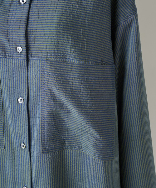 BEARDSLEY（ビアズリー）の「ストライプ切替シャツ（シャツ/ブラウス・レディース・ダークグリーン・FREE）」の19枚目の写真