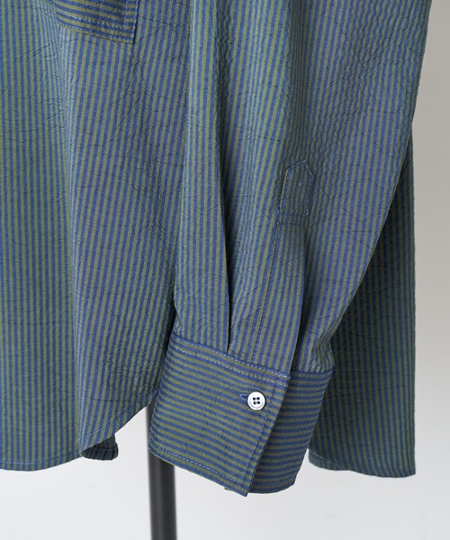 BEARDSLEY（ビアズリー）の「ストライプ切替シャツ（シャツ/ブラウス・レディース・ダークグリーン・FREE）」の3枚目の写真