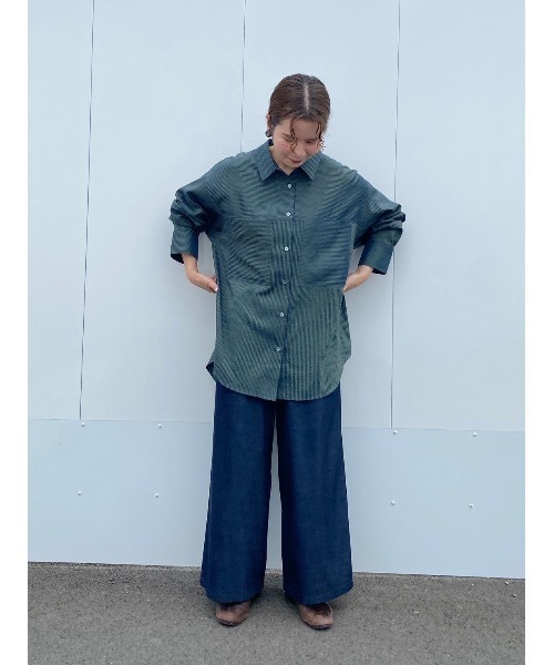 BEARDSLEY（ビアズリー）の「ストライプ切替シャツ（シャツ/ブラウス・レディース・ダークグリーン・FREE）」の17枚目の写真