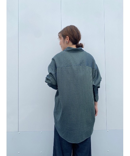 BEARDSLEY（ビアズリー）の「ストライプ切替シャツ（シャツ/ブラウス・レディース・ダークグリーン・FREE）」の15枚目の写真
