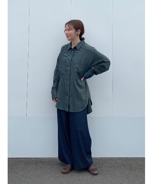 BEARDSLEY（ビアズリー）の「ストライプ切替シャツ（シャツ/ブラウス・レディース・ダークグリーン・FREE）」の20枚目の写真