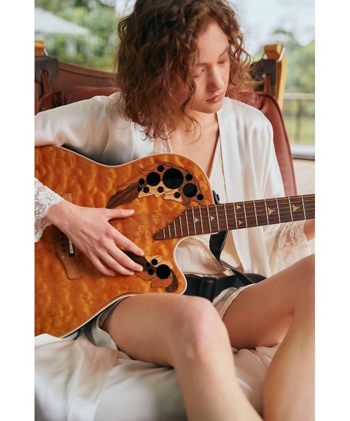 Priv. Spoons Club（プライベートスプーンズクラブ）の「シルクレースロングガウン（カーディガン/ボレロ・レディース・ネイビー/ホワイト・FREE）」の5枚目の写真