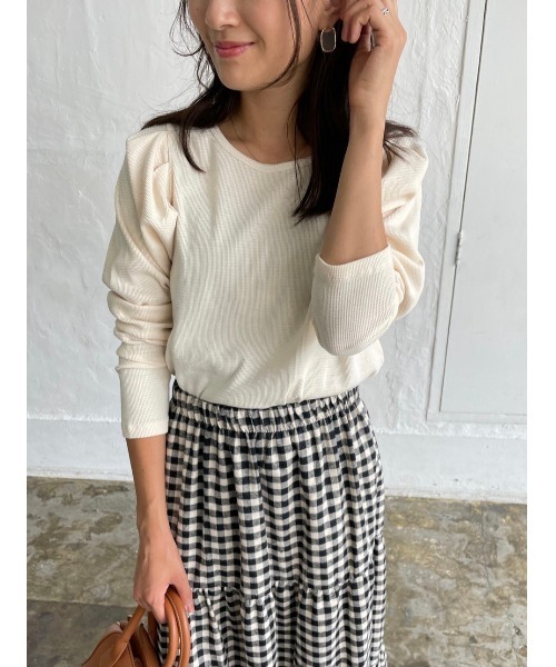 DAIS-Y（デイジー）の「ハニカムテレコパワショルプルオーバー（Tシャツ/カットソー・レディース・イエロー/アイボリー/ブラック・FREE）」の15枚目の写真