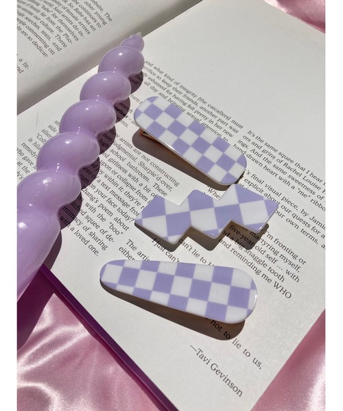 WC（ダブル シー）の「3Pフラッグチェッククリップ（バレッタ/ヘアクリップ・レディース・サックスブルー/グリーン/パープル・FREE）」の7枚目の写真