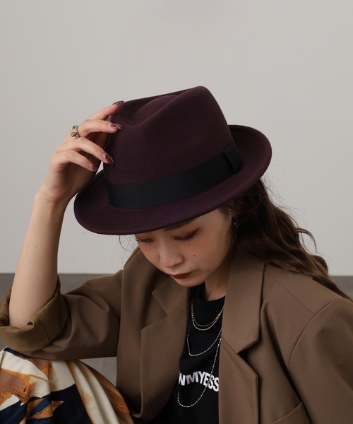 Sense of Grace（センスオブグレース）の「THE FELT HAT ウールフェルトハット 小さいサイズ / 大きいサイズ（ハット・メンズ・ブラック/ライトグレー/アイボリー/チャコールグレー/ダークベージュ/レッド/オリーブ/ダークブラウン/ネイビー/カーキ/ベージュ/アッシュ/プラム・FREE/S/XL）」の22枚目の写真