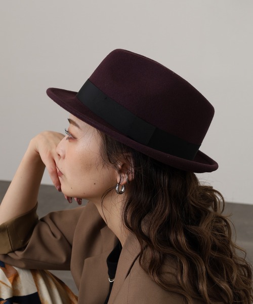 Sense of Grace（センスオブグレース）の「THE FELT HAT ウールフェルトハット 小さいサイズ / 大きいサイズ（ハット・メンズ・ブラック/ライトグレー/アイボリー/チャコールグレー/ダークベージュ/レッド/オリーブ/ダークブラウン/ネイビー/カーキ/ベージュ/アッシュ/プラム・FREE/S/XL）」の21枚目の写真